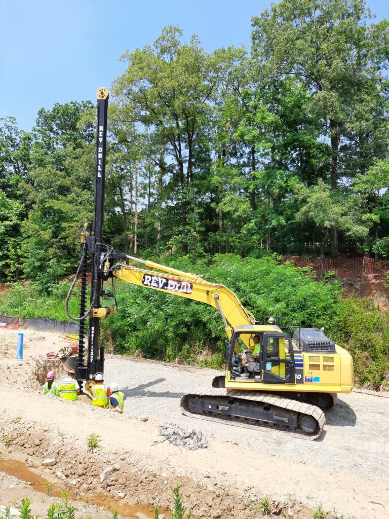 REV Drill Continuous flight auger ready to break ground